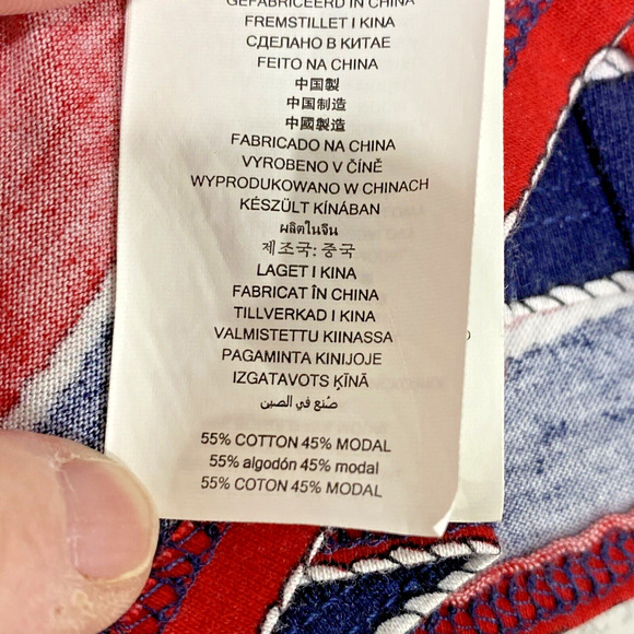 Michael Kors Popover Top Size L Red & Navy Blue Stripes Casual 3/4-Sleeve Chic - Picture 9 of 9